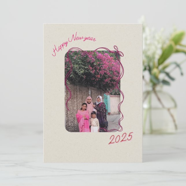 Gott nytt år 2025-familjen Hälsning Julkort (Stående Fram)