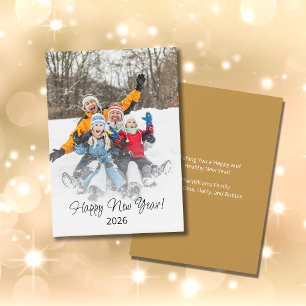 Gott nytt år 2025-familjen Modern Festive Julkort