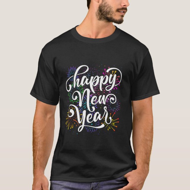 Gott nytt år 2025 Family Matching Fireworks New T Shirt (Framsida)