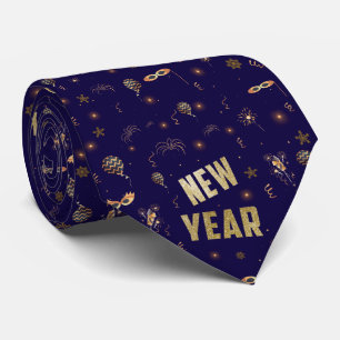 Gott nytt år 2025, Festive Glitter Guld Helgdag Slips