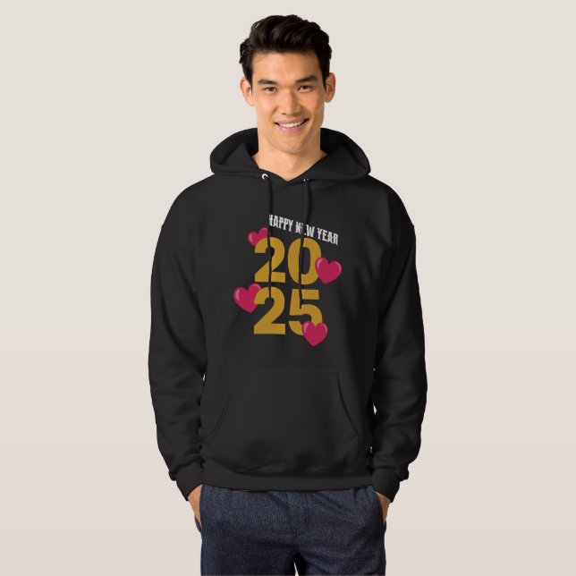 Gott nytt år 2025 - Festive Heart Design Hoodie (Hel framsida)