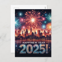 Gott nytt år 2025 Fireworks Cityscape