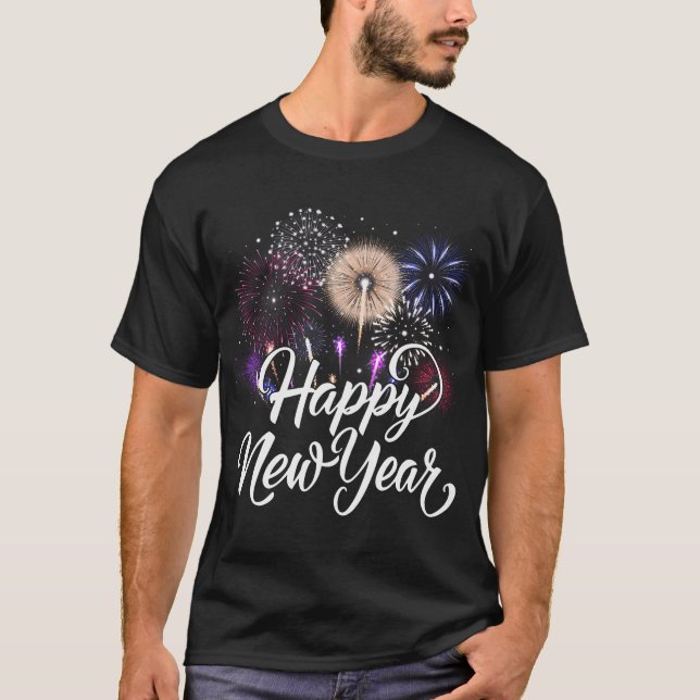 Gott nytt år 2025 Fireworks Nyårsafton Party T Shirt (Framsida)