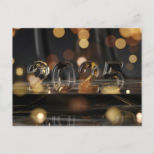 Gott nytt år 2025 Glass Text Bokeh Helg Vykort
