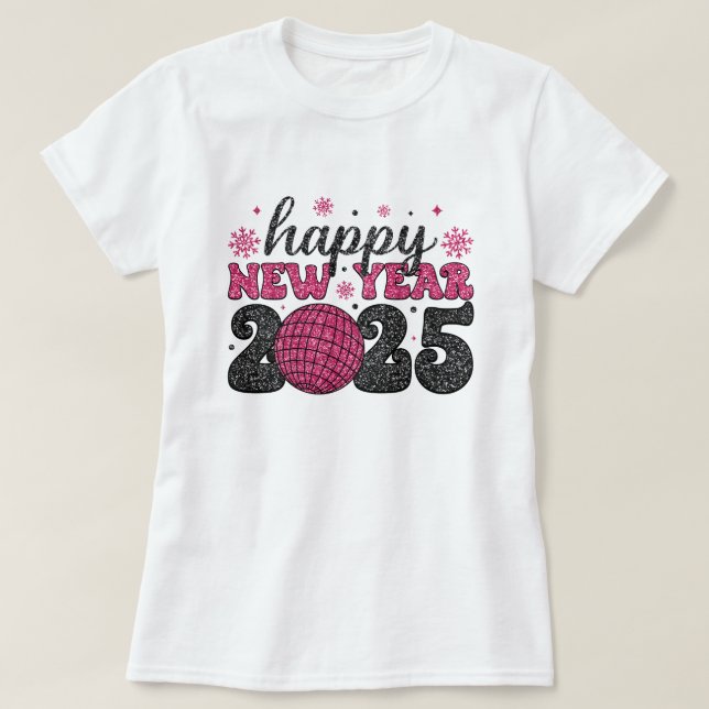 Gott nytt år 2025 | Glitter Disco Party T-Shirt (Design framsida)