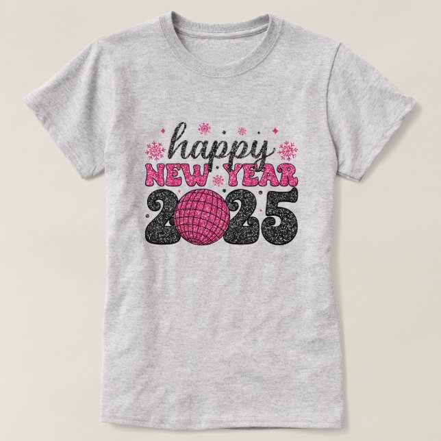 Gott nytt år 2025 | Glitter Disco Party T-Shirt (Design framsida)