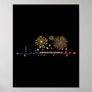 Gott nytt år 2025 Heartslag Flagga American Julaft Poster