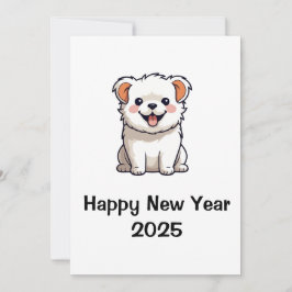 GOTT NYTT ÅR 2025-Hund leende Helgdag-kort Julkort