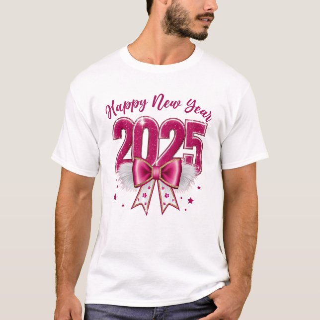 Gott nytt år 2025 julkokvett Bow Rosa Ce T Shirt (Framsida)
