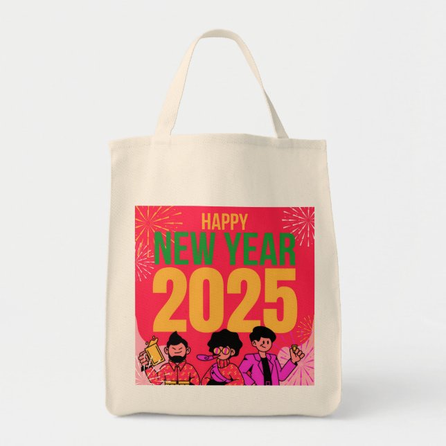 Gott nytt år 2025 Livsmedel Tote Bag Tygkasse (Framsidan)