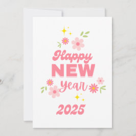 GOTT NYTT ÅR 2025 LYCKÖNSKAR Rosa Högtidskort Julkort