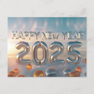 Gott nytt år 2025 med färgstark text helg vykort