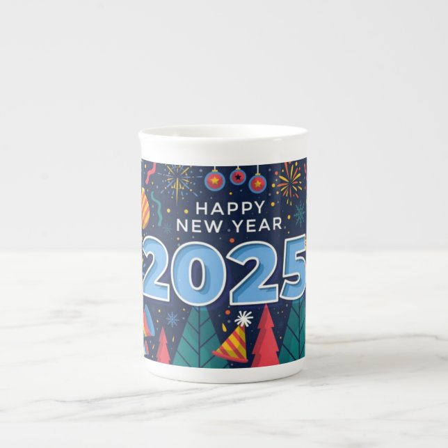 Gott nytt år 2025 Mugg & Kopp Benporslin Mugg (Framsidan)