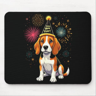 Gott nytt år 2025 Nyårsafton Fyrverkeri Hund Rolig Musmatta