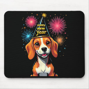 Gott nytt år 2025 Nyårsafton Fyrverkeri Hund Rolig Musmatta