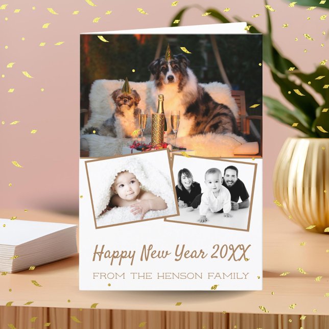 Gott nytt år 2025 Photo Collage 3 Photo Helgkort (Skapare uppladdad)