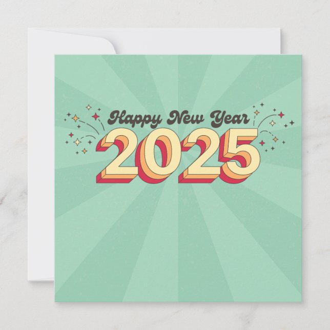 Gott nytt år 2025 retro 3d typografi design (Framsida)
