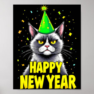 Gott Nytt År 2025 Rolig Nyårsafton Festhatt Poster
