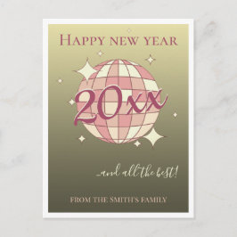 Gott nytt år 2025 rosa guld gratulationskort vykort