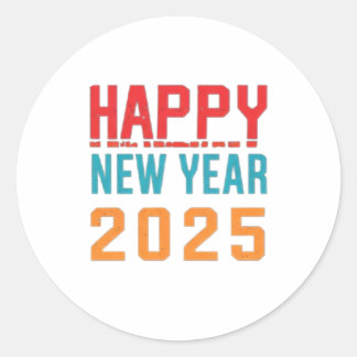 Gott nytt år 2025 runt klistermärke
