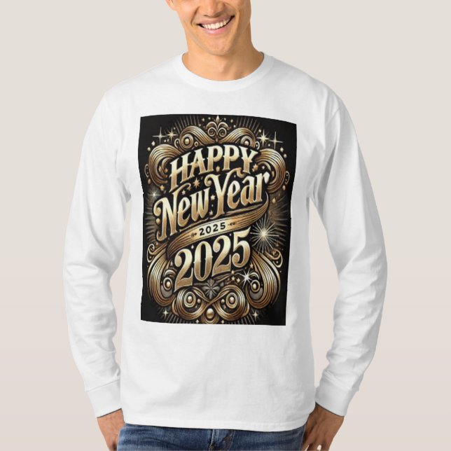 Gott nytt år 2025 T-Shirt A Modern Firande (Framsida)