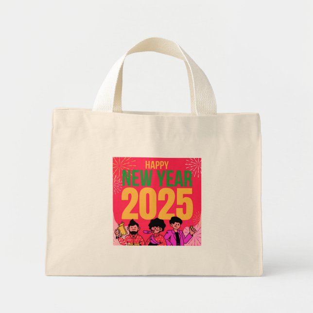 Gott nytt år 2025 Tiny Tote Bag Mini Tygkasse (Framsidan)