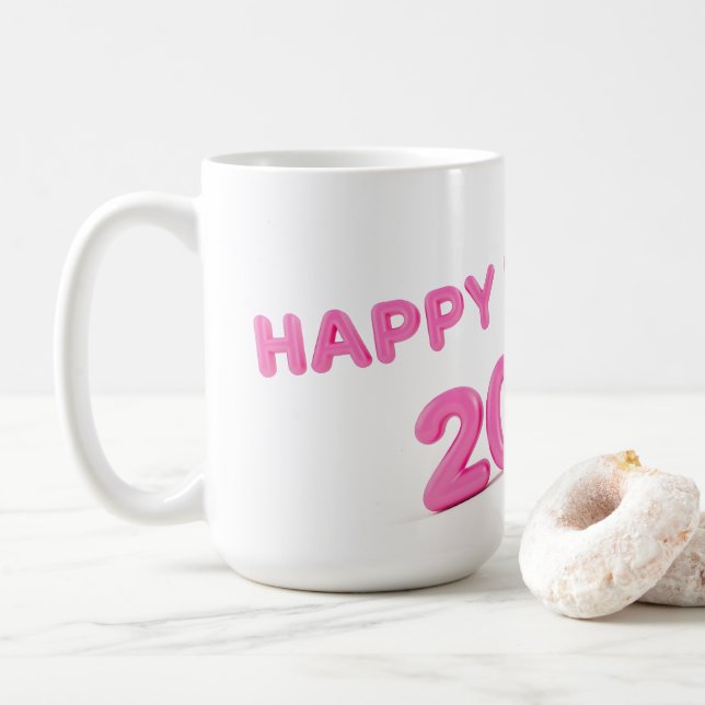 Gott nytt år 2025 - transparent bakgrund kaffemugg (Med munk)