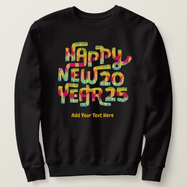 Gott nytt år 2025 Trendig Färg Personlig Lång Ärmad Tröja (Design framsida)