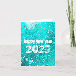 Gott nytt år 2025-turkosinbjudan helgkort