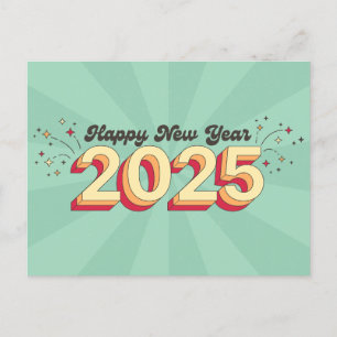Gott nytt år 2025-typografi av typ 3d vykort
