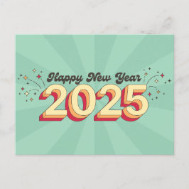 Gott nytt år 2025-typografi i stil vykort