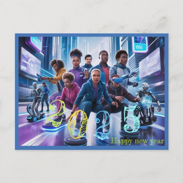 Gott nytt år 2025-typografisk gåva helg vykort (Framsida)