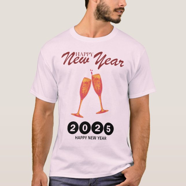 "Gott nytt år 2025 - Vibrant Champagne Toast Tee (Framsida)