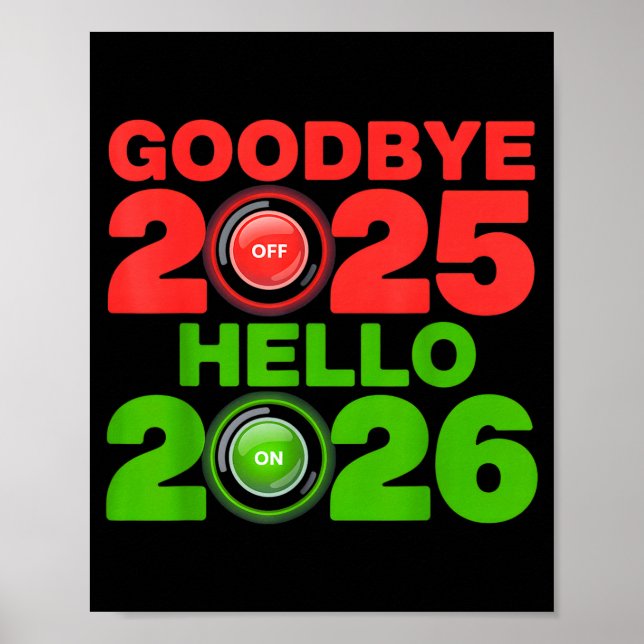 Gott nytt år 2026 Adjö 2025 Hej 2026  Poster (Framsidan)