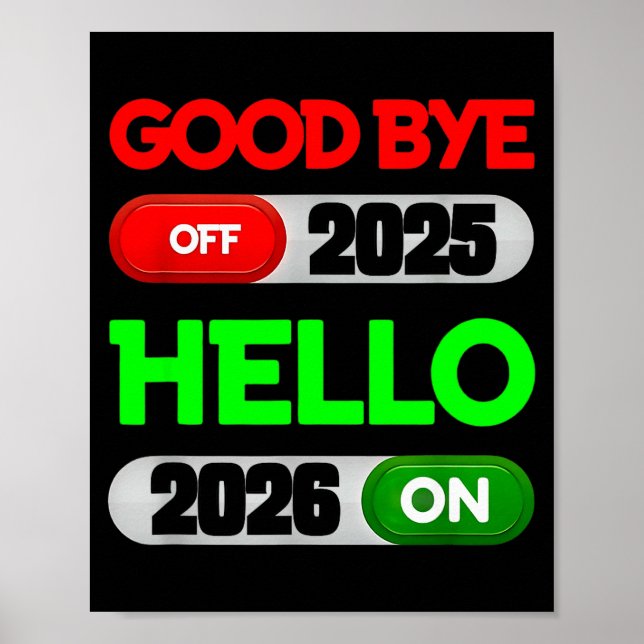 Gott nytt år 2026 Adjö 2025 Hej 2026  Poster (Framsidan)