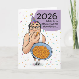 Gott nytt år 2026 AI Artificiell intelligens  Helgkort