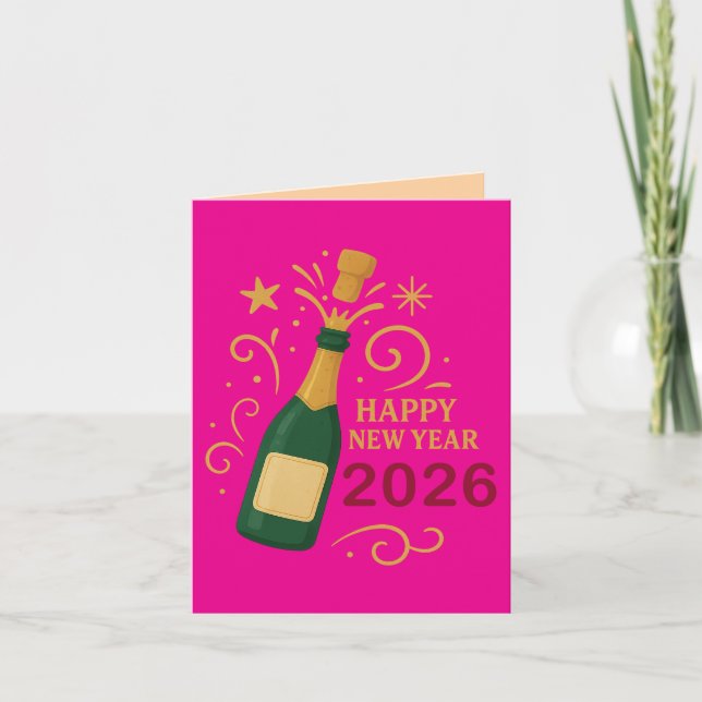 Gott nytt år 2026 Champagne | Vykort (Framsida)