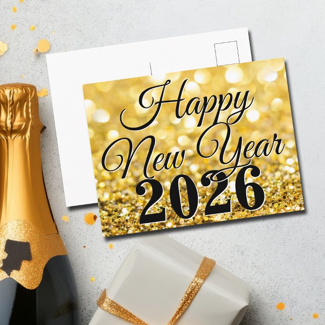 Gott nytt år 2026 Chic Anpassningsbar Guld Busines Helg Vykort (Skapare uppladdad)