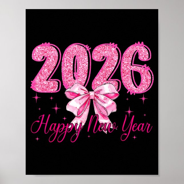 Gott Nytt År 2026 Coquette Bow Nyårsafton Par Poster (Framsidan)