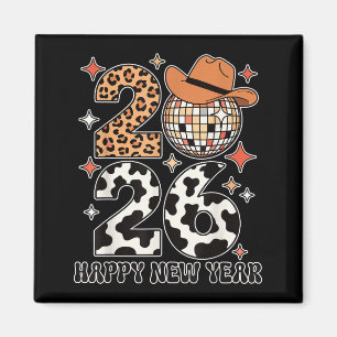 Gott nytt år 2026 Cowgirl Disco Boll Western Leo Magnet