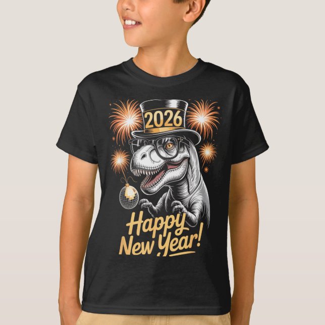 Gott nytt år 2026 Dinosaur Rollig T-rex Tröja För  (Framsida)