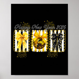 Gott Nytt År 2026 Disco Boll Guld Coquette Slöja F Poster