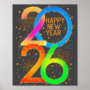 Gott nytt år 2026 Färg P Nyårsafton Män Kvinnor Poster