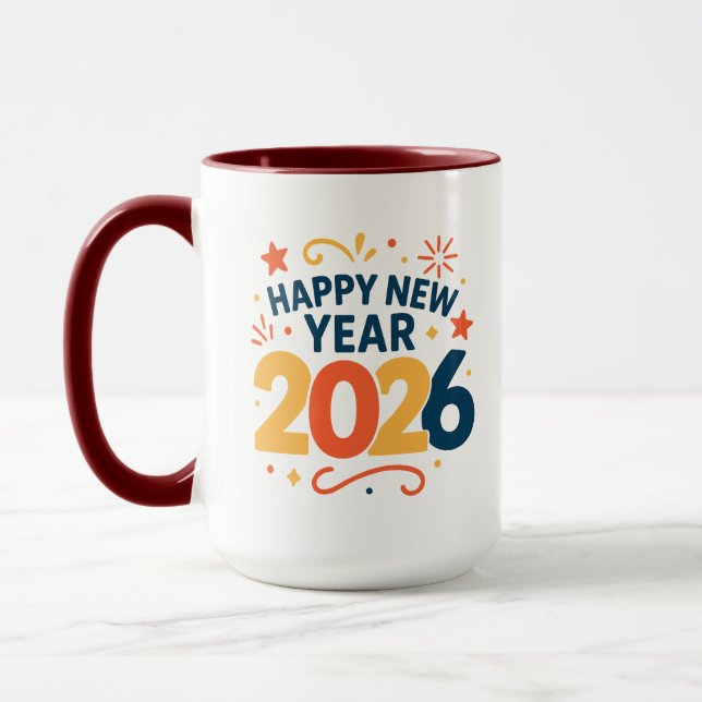 Gott Nytt År 2026 Festlig Färgrik Kombimugg Mugg (Vänster)