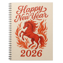 Gott nytt år 2026 Fiery Horse Anteckningsbok