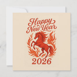 Gott nytt år 2026 Fiery Horse Julkort