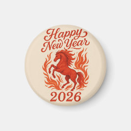 Gott nytt år 2026 Fiery Horse Magnet