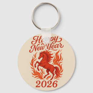 Gott nytt år 2026 Fiery Horse Nyckelring