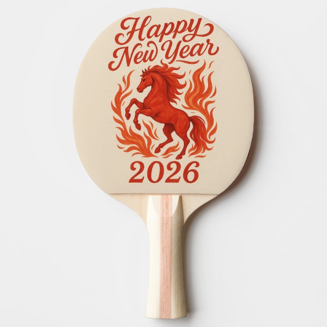 Gott nytt år 2026 Fiery Horse Pingisracket (Framsidan)
