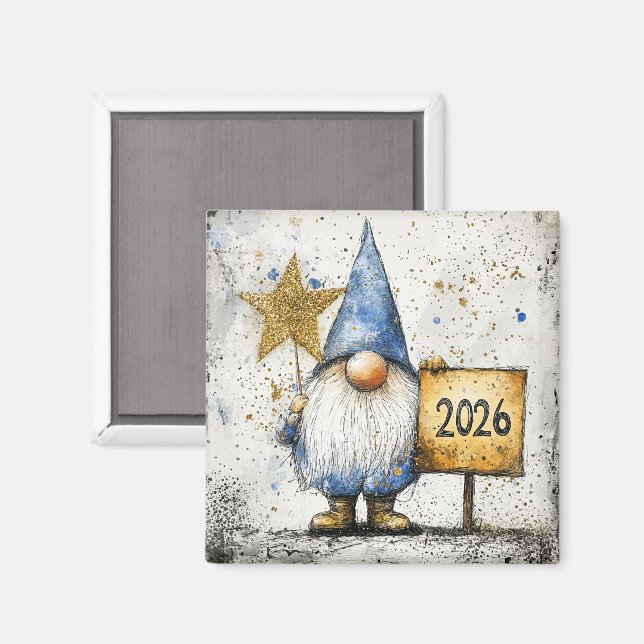 Gott nytt år, 2026, Firande Magnet (Front/Back)